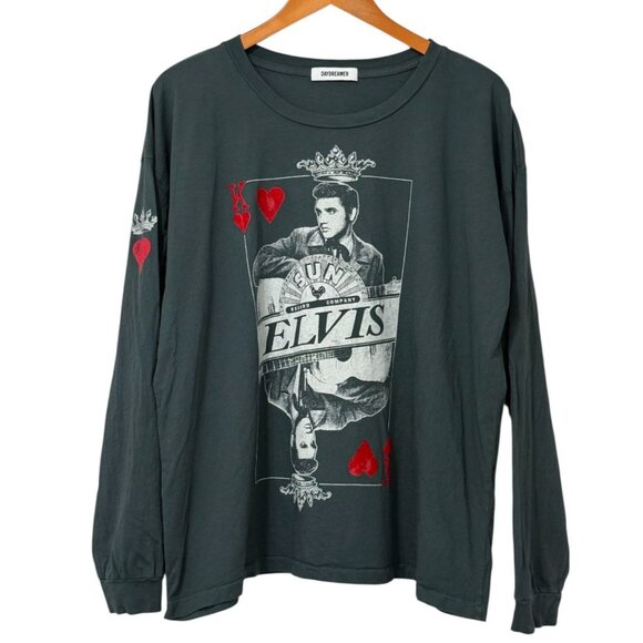 Daydreamer Free People Elvis King Of Hearts Long Sleeve Tee Oversized Size M - Picture 1 of 11